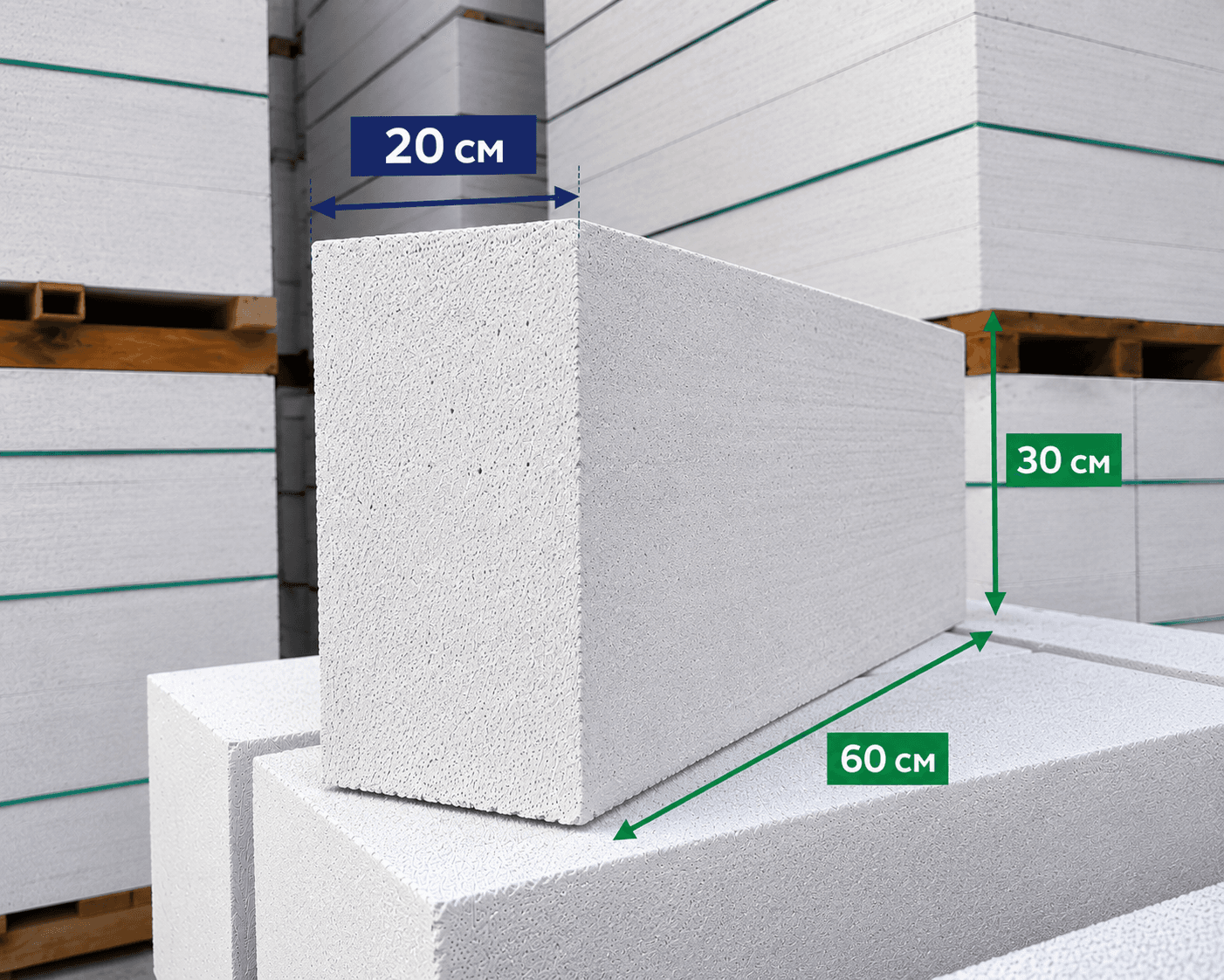 D650 газобетонный блок 60 × 30 × 20 см — Gayur Ecoblock Таджикистан